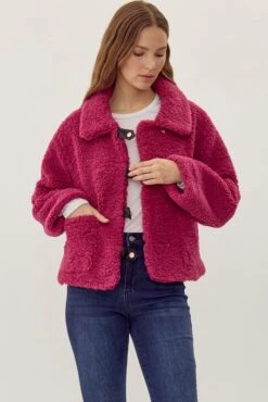 PRE-ORDER Collared Sherpa Snap Button Jacket | S - XL Jodifl