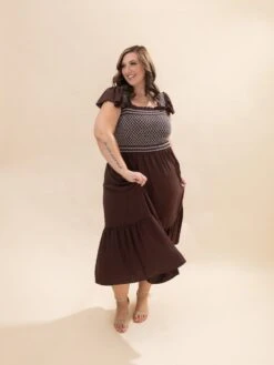 Woven Midi Dress With Embroidery Bodice Smocking | S - 3XL -Discount Divas Shop f523d6ea99596494d4475c363fe6a620