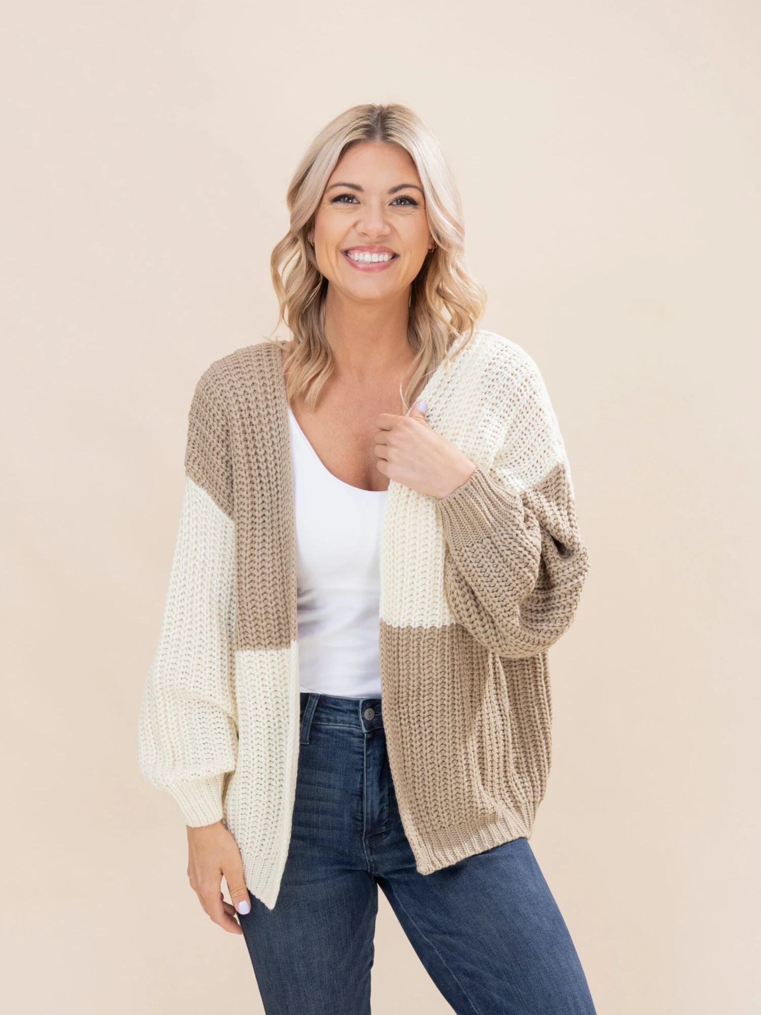Color Block Long Sleeve Open Cardigan | S-L 1 Color Block Long Sleeve Open Cardigan | S-L