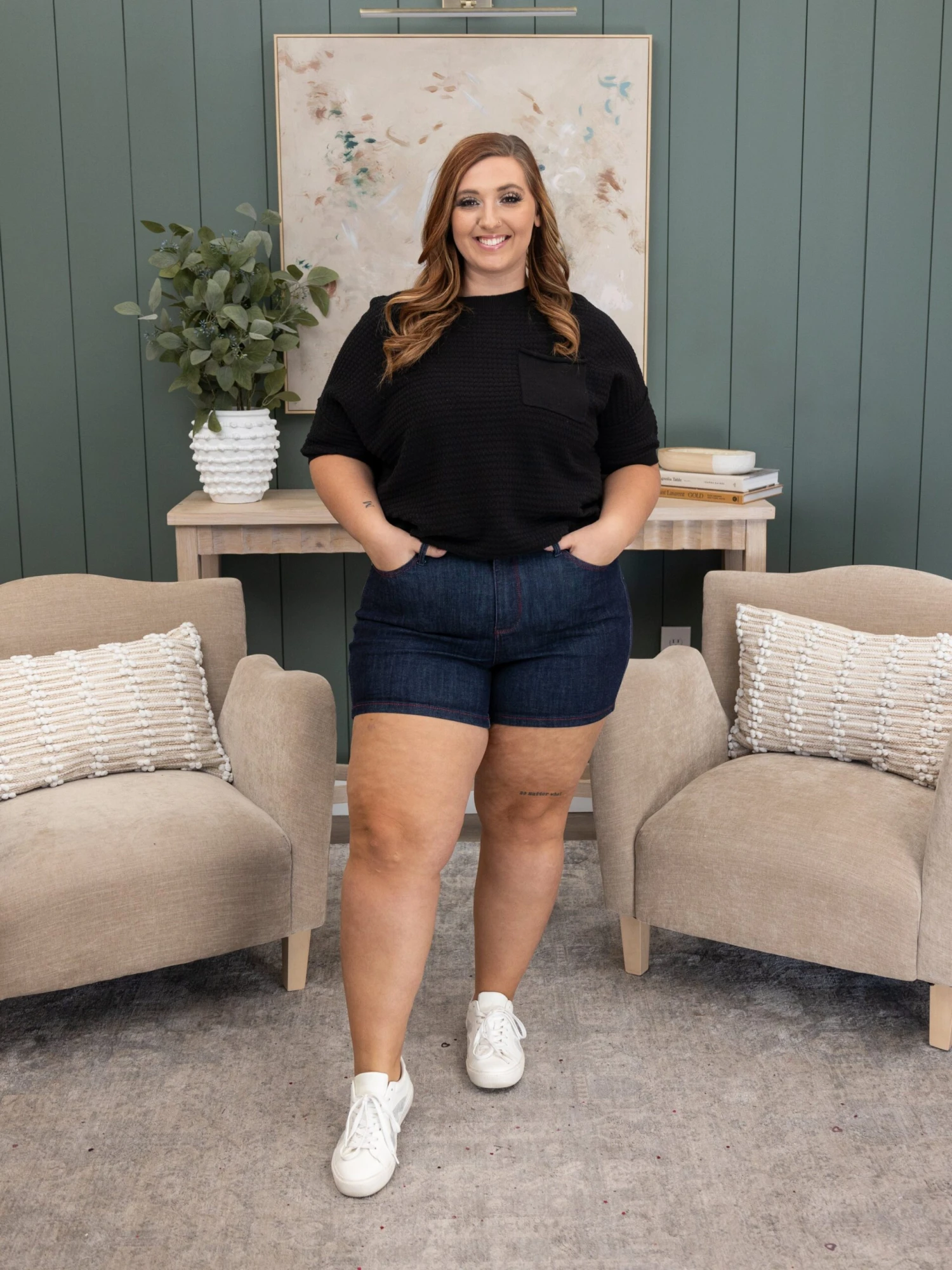 Judy Blue High Waist Heart Shaped Pockets Contrast Thread Shorts | S - 3XL 6 Judy Blue High Waist Heart Shaped Pockets Contrast Thread Shorts | S - 3XL - Image 6