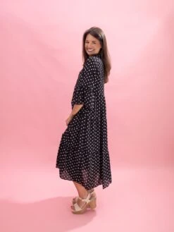 Polka Dot Print Ruffle Sleeve Midi Dress By DD Design | S-3XL -Discount Divas Shop f6345d16fdc10bbfcbfd6f673b2804be