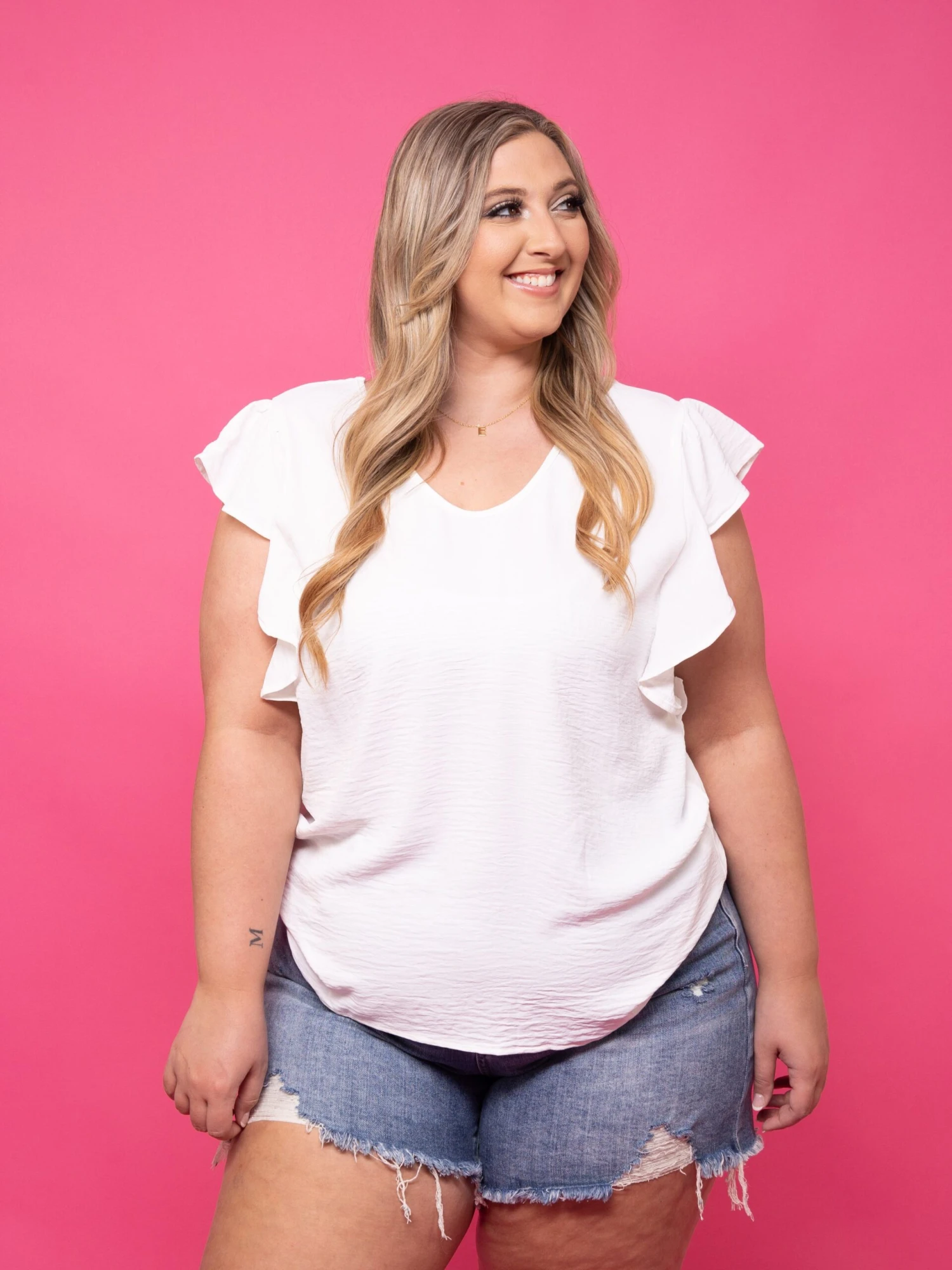 Scoop Neck Short Ruffle Sleeve Top | S - XL 2 Scoop Neck Short Ruffle Sleeve Top | S - XL - Image 2