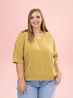 Raised Rib Half Sleeve V Neck Top By DD Design | S-3XL -Discount Divas Shop f6f64c37ae6b942f1971e2edbdb1db61