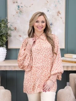 Leopard Print Collared Balloon Sleeve Blouse | S - 3X First Love -Discount Divas Shop f718179f324429b5af157e958156a847