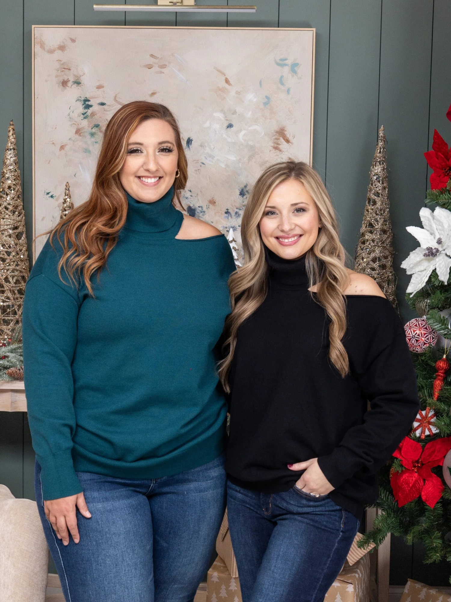 Solid Color Cut Out Shoulder Turtle Neck Sweater | S-3X 3 Solid Color Cut Out Shoulder Turtle Neck Sweater | S-3X - Image 3