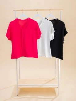 Notched Neck Batwing Sleeve Lightweight Blouse | S-2XL