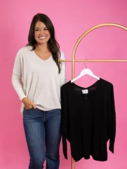 Relaxed Long Sleeve V Neck Top | S-3X