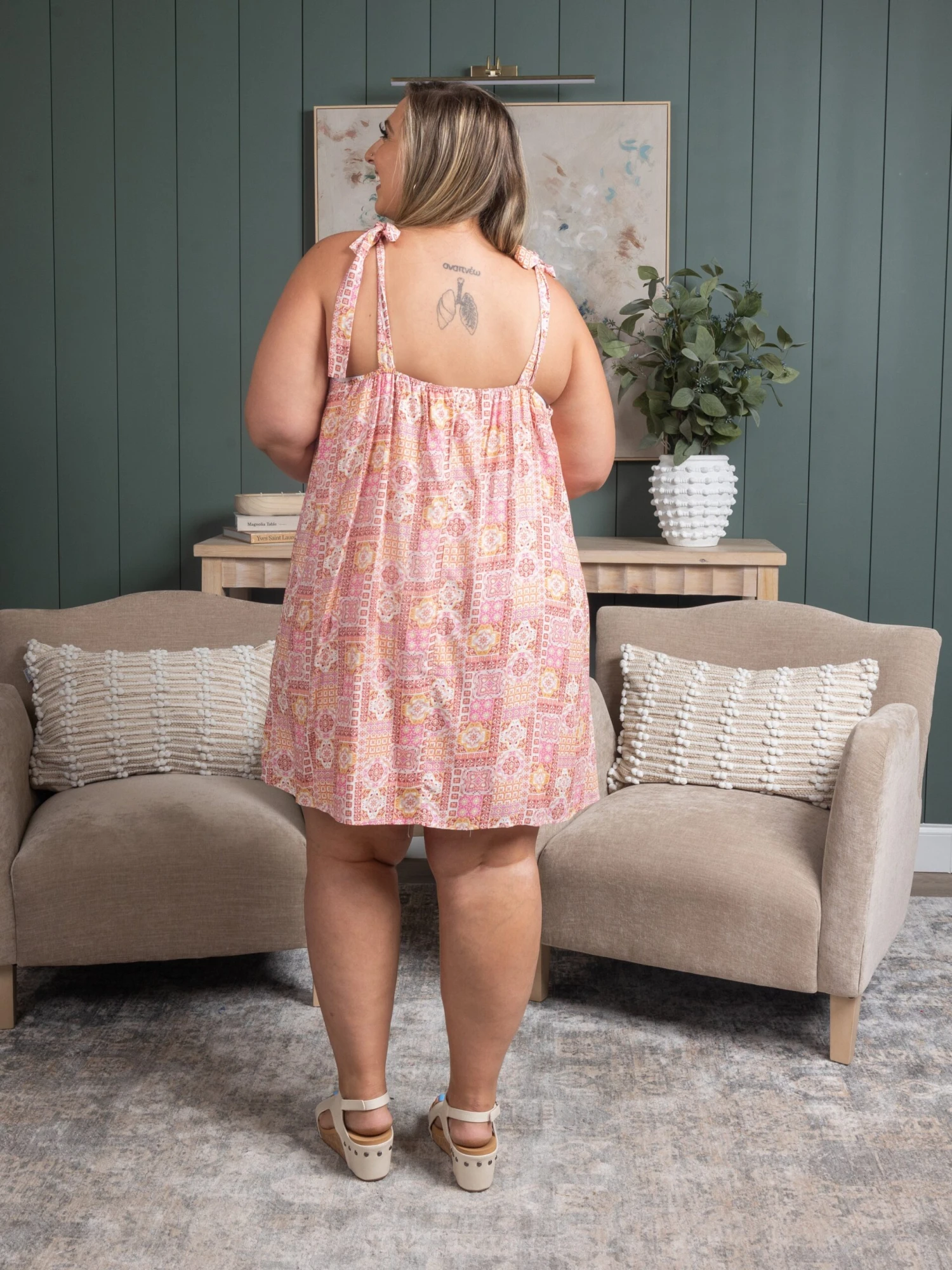 Patterned Tie Strap Dress | S - 3X 3 Patterned Tie Strap Dress | S - 3X - Image 3