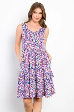 Printed Ruffle Wrinkle Free Dress | S - 3XL