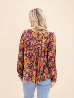 Long Sleeve Printed Challis Babydoll Top | S-L -Discount Divas Shop fb06b48030a4f9e0c6ab7ff92587ca50