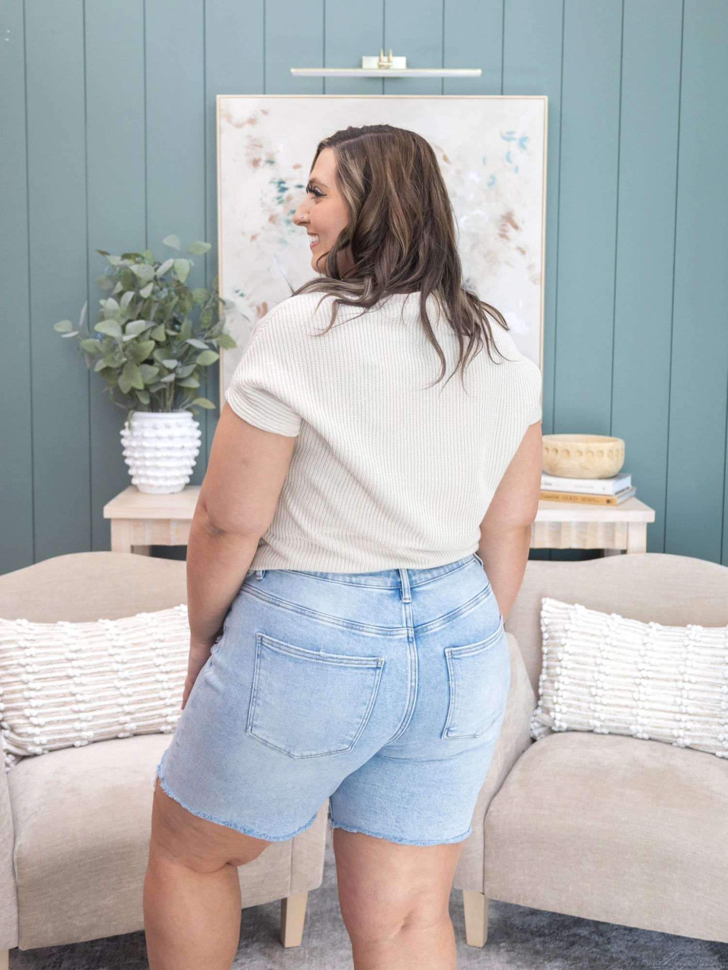 Risen Tummy Control High Rise Loose Fit Mid Length Shorts | S-3X 4 Risen Tummy Control High Rise Loose Fit Mid Length Shorts | S-3X - Image 4