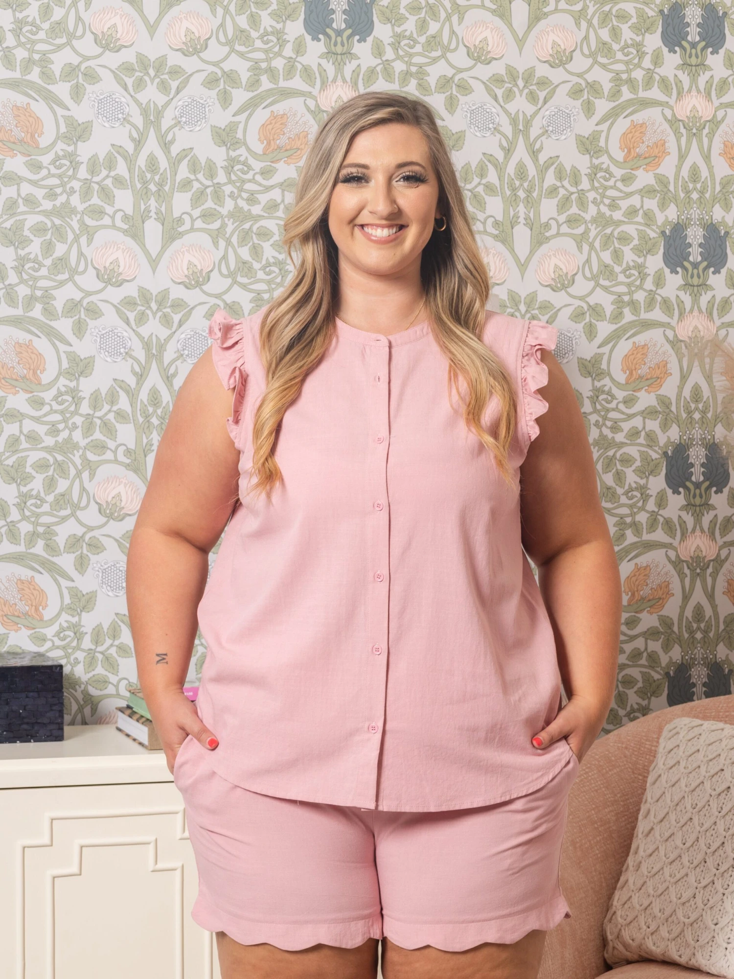 Wavy Hem Elastic Banded Shorts | S-3X Set W/ Sku52223 2 Wavy Hem Elastic Banded Shorts | S-3X Set W/ Sku52223 - Image 2