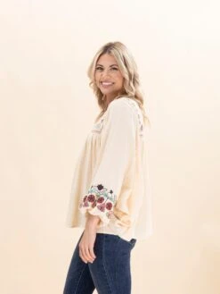 Long Sleeve Embroidered Cotton Gauze Tunic | S-3X -Discount Divas Shop fd6fe1c9b3d503150b4783db9299e022