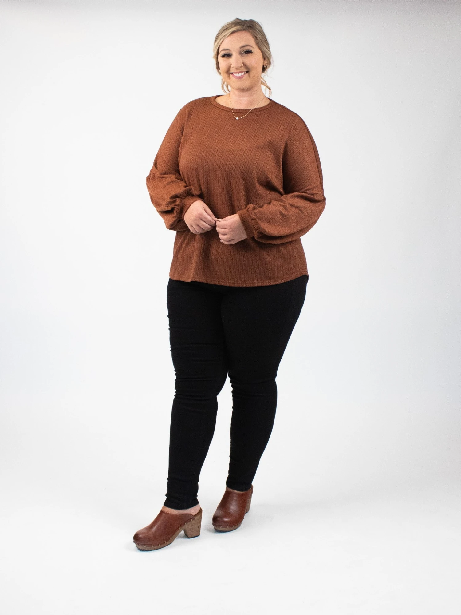 Knit Jacquard Puff SleeveTop | S - XL 3 Knit Jacquard Puff SleeveTop | S - XL - Image 3