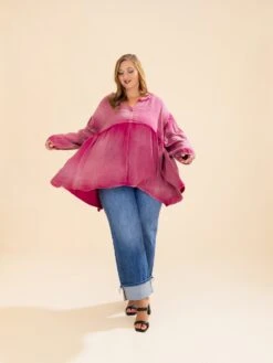 Washed Raw Edge Puff Sleeve Peplum Top | S-3XL -Discount Divas Shop fe719d45ac57ab8606ee78e40f204f2d