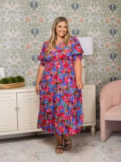 Floral Print Button Bodice Tiered Dress | S-3XL