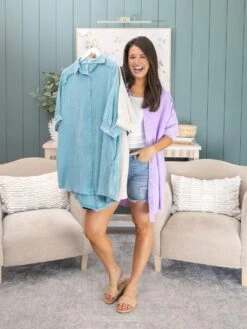 Zenana Washed Double Gauze Button Down Shirt Dress | S-L -Discount Divas Shop ff57de558aca3fc22dd5879145a43e6c