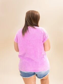 Zenana Woven Double Gauze Acid Washed Short Sleeve Top | S-L -Discount Divas Shop ffe6f8ccd5d05b05c8b88427296d0dc2