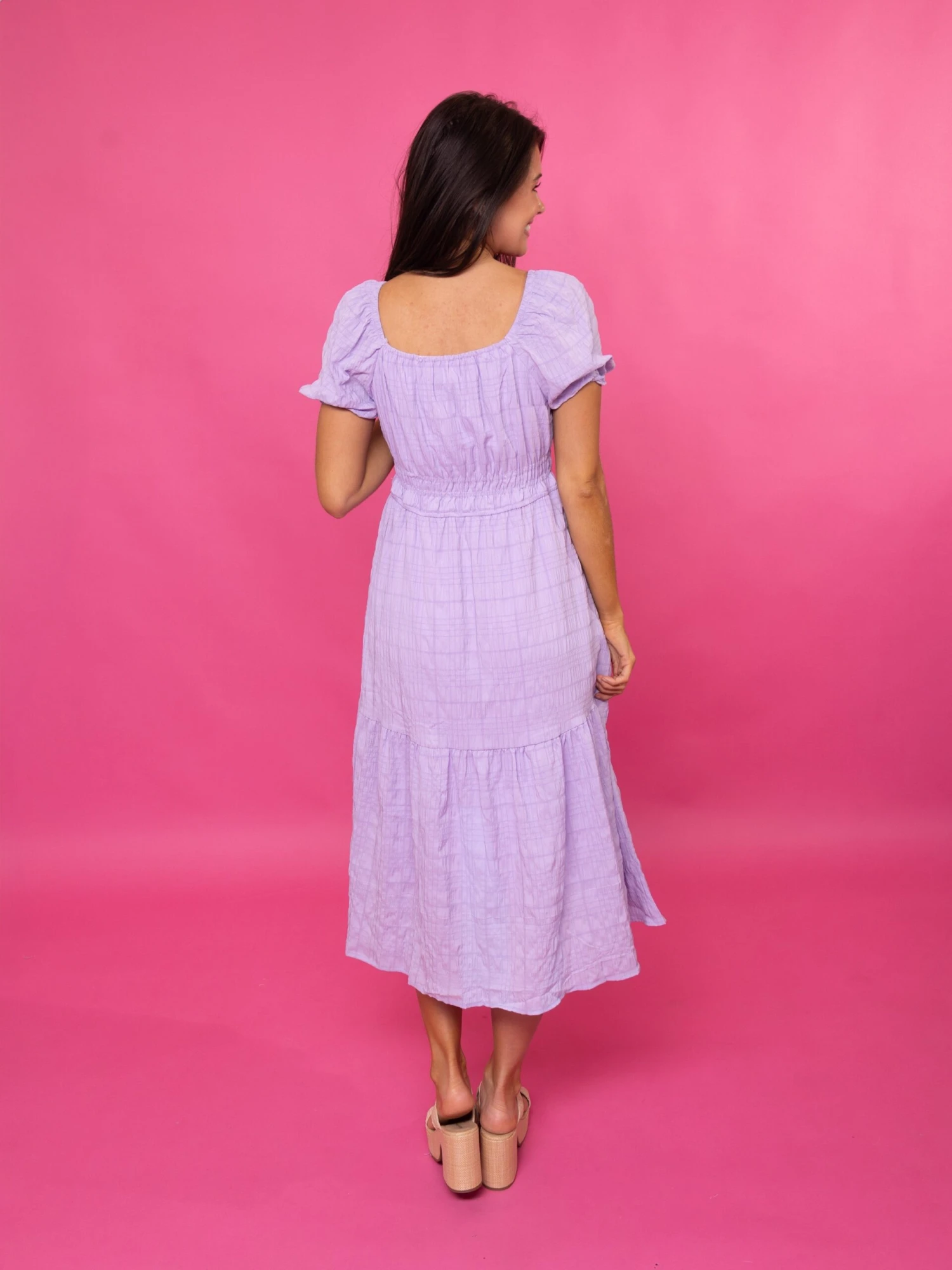 Smocked Waist Square Neck Puff Sleeve Dress | S - 3XL 4 Smocked Waist Square Neck Puff Sleeve Dress | S - 3XL - Image 4