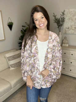 Floral Ruched Cardigan-Live Sale *Final Sale*