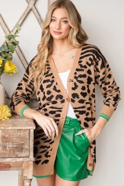Leopard Color Block Cardigan | S - 3X