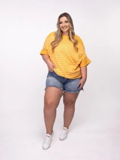 Getting There Soon Striped Top W/ Elbow Length Sleeves | S - 3X -Discount Divas Shop hKEmnUpkm73EcBoQq4E4PeAFuDYhMwzNwDymRm2N