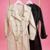 Long Sleeve Woven Collared Trench Coat W/ Belted Waist | S - L