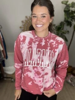 Alabama Outline Puff Bleached Sweatshirt | S-3X