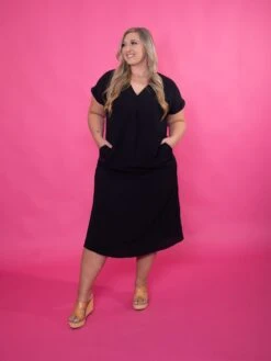 STACCATO Airflow V-Neck Short Sleeve Midi Dress | S - XL -Discount Divas Shop j6S4v1NYJ14jwzK4NVWo6sjF7nWW6PnTAFTW4tna