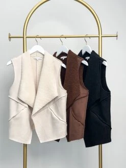 Fuzzy Knit Lapel Vest | S - L