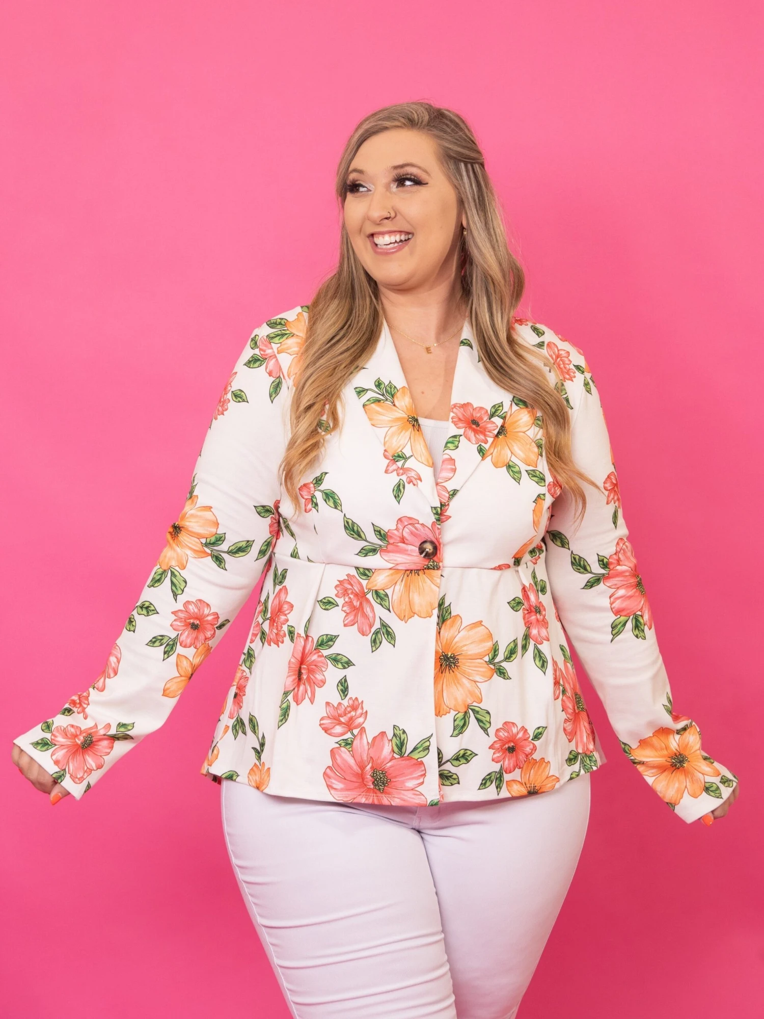 Multicolor Floral Peplum Blazer | S - 3X 1 Multicolor Floral Peplum Blazer | S - 3X