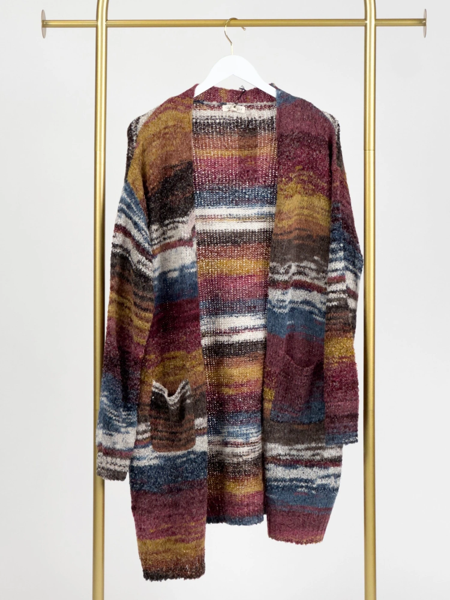 Open Front Long Sleeve Striped Cardigan W/ Pockets | S-3X 1 Open Front Long Sleeve Striped Cardigan W/ Pockets | S-3X