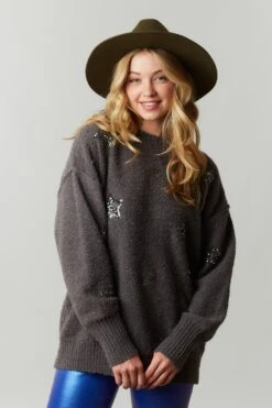 Star Sequins Patch Sweater | S - L Peach Love