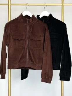 Corduroy Mock Neck Full Zip Jacket W/ Chest Pockets | S-XL SET W/ Sku47077