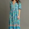 Floral Boarder Print Maxi Dress | S - L