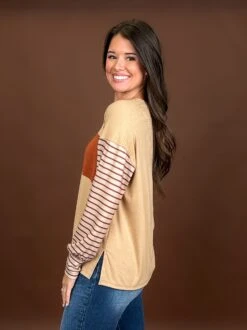 Colorblock Round Neck Top W/ Long Striped Bishop Sleeves | S - 2XL -Discount Divas Shop pzJsvbHmxuxYJgngWibr4i9VXGjdYRcYnwZDVmGV