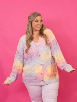 Rainbow Ombre Button Down Cardigan | S - 3XL