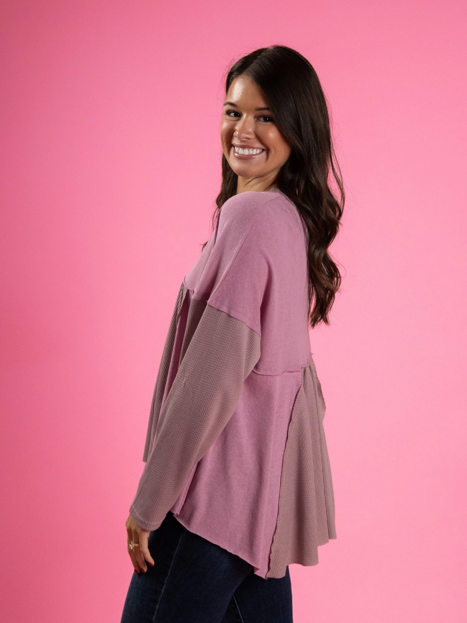 Long Sleeve V Neck Colorblock Top | S-L 3 Long Sleeve V Neck Colorblock Top | S-L - Image 3