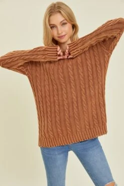 Mineral Washed Cable Knit Sweater | S - 3XL Heyson