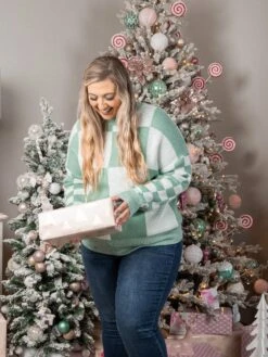 Long Sleeve Round Neck Checkered Sweater | S-XL -Discount Divas Shop slmH23Z3IPPOdDRxZGnbx231Ae5dp7YR2dwPHnuZ