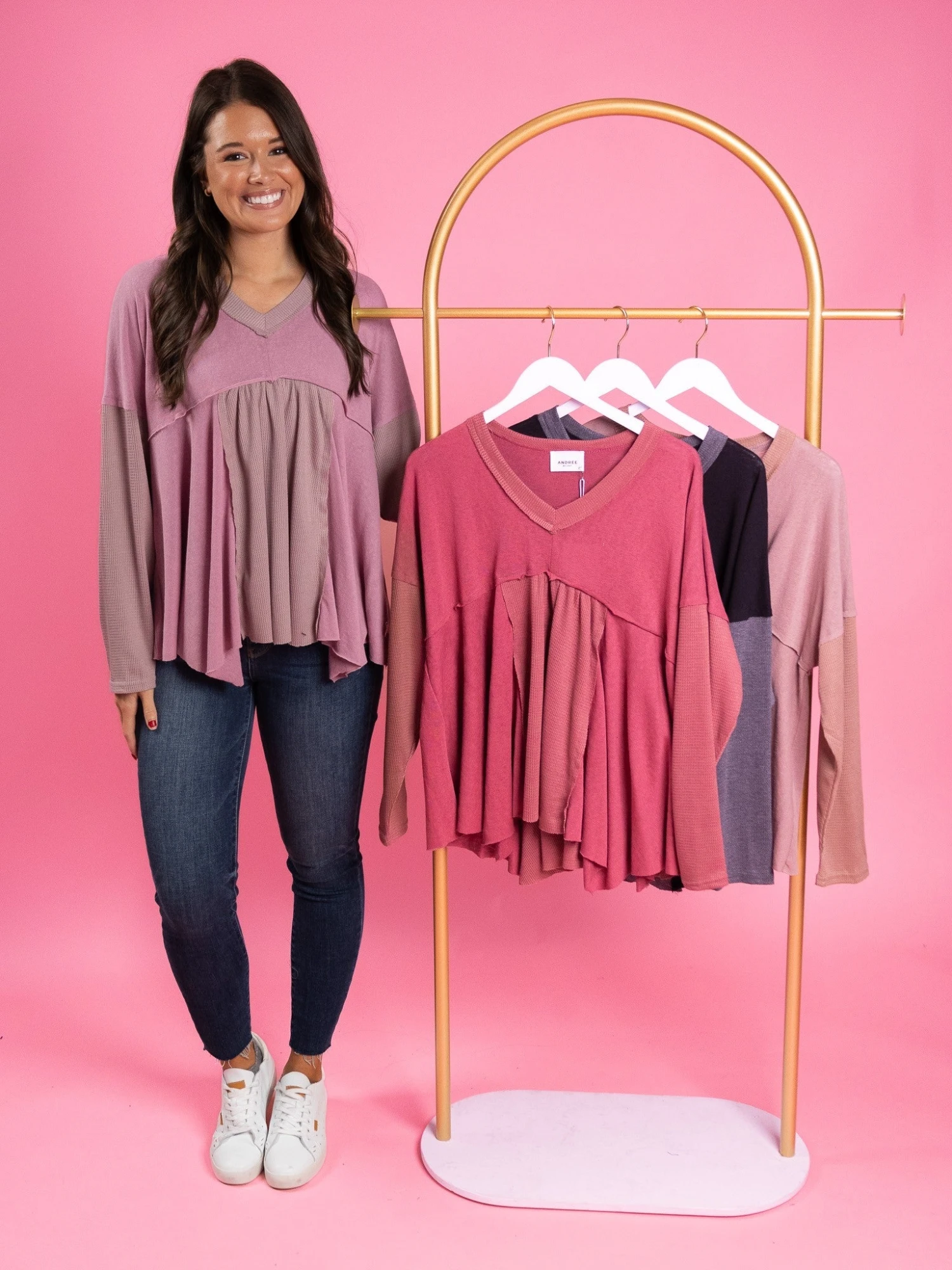 Long Sleeve V Neck Colorblock Top | S-L 1 Long Sleeve V Neck Colorblock Top | S-L