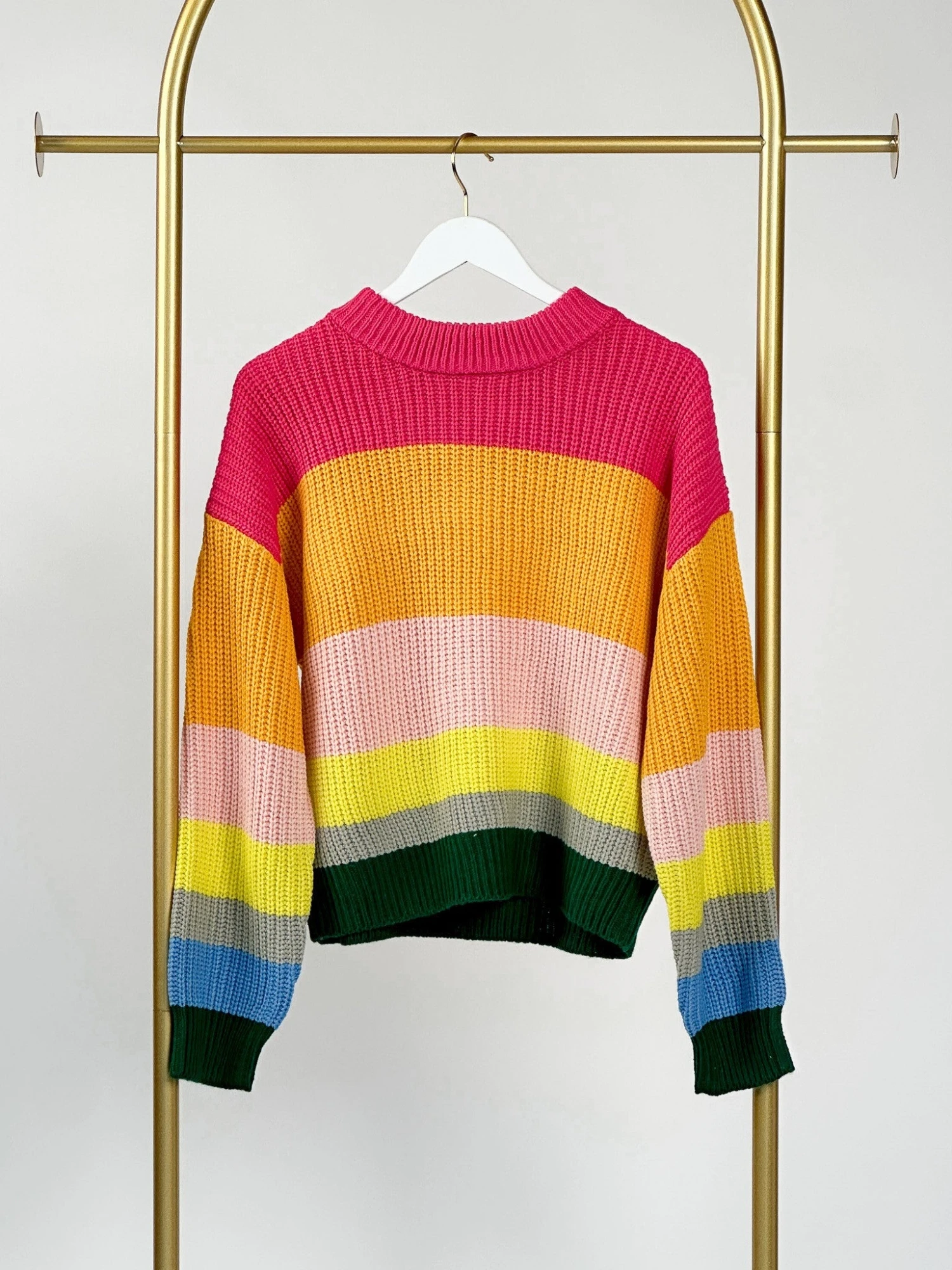 Long Sleeve Multicolor Striped Knit Sweater | S-L 1 Long Sleeve Multicolor Striped Knit Sweater | S-L