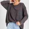 Mineral Washed Long Sleeve Top | S - 3XL Rae Mode