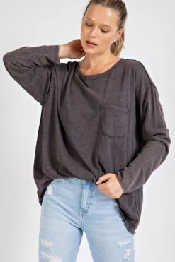 Mineral Washed Long Sleeve Top | S - 3XL Rae Mode