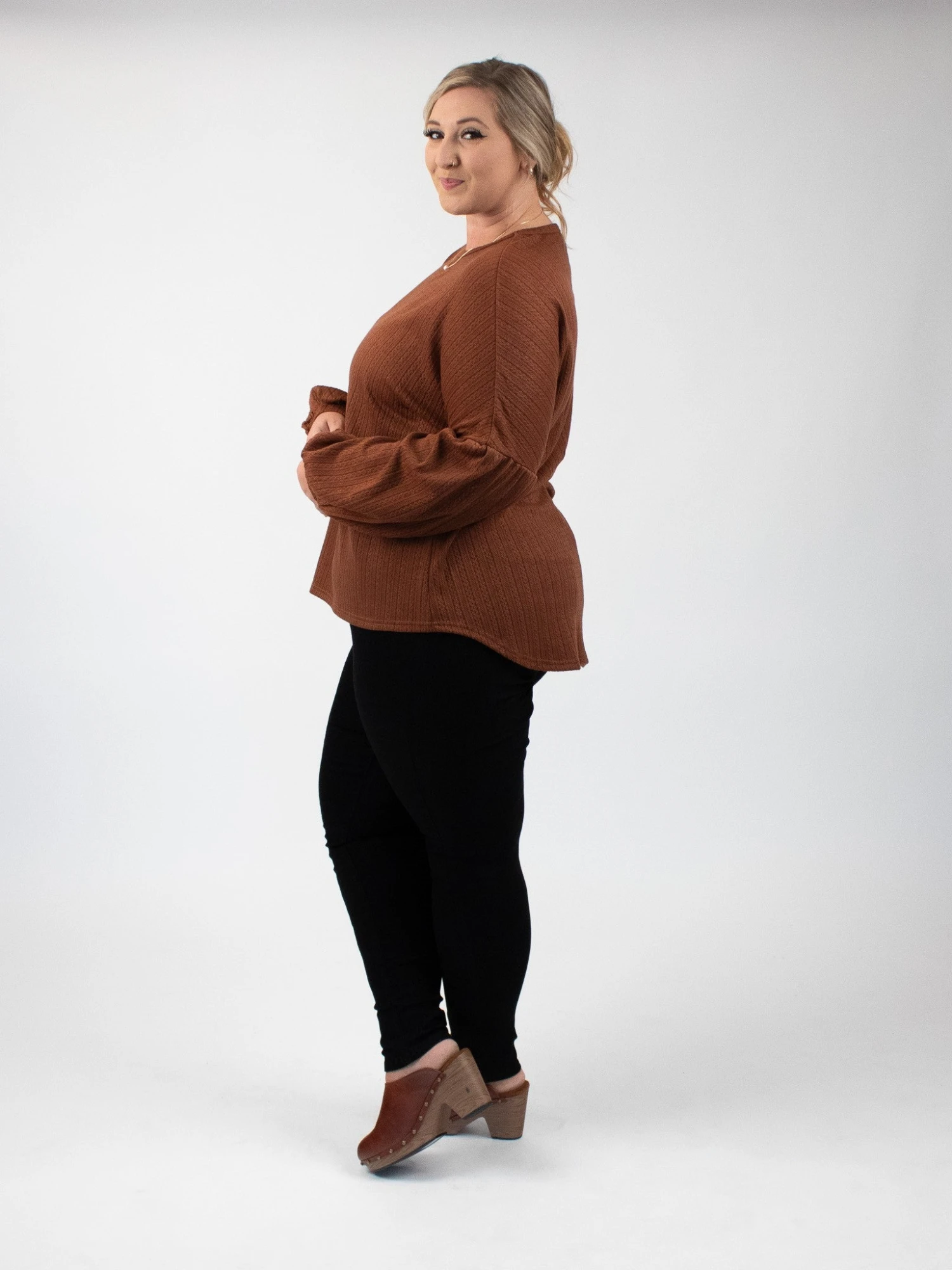 Knit Jacquard Puff SleeveTop | S - XL 4 Knit Jacquard Puff SleeveTop | S - XL - Image 4