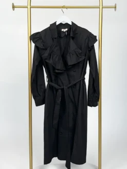 Ruffle Detail Button Down Coat W/ Waist Belt | S - L