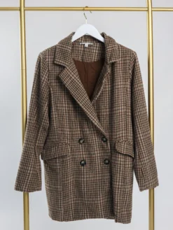 Plaid Double Breasted Collared Button Front Coat | S-L