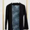 Open Front Lapelless Long Sleeve Blazer W/ Leopard Lining | S - L