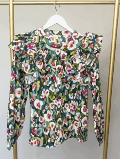 Floral Ruffle Detail Long Sleeve Top | S - L