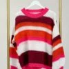 Round Neck Long Sleeve Multi Color Striped Sweater | S-XL